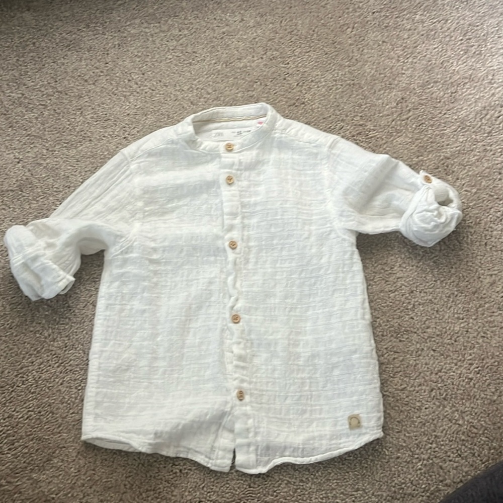 Linen blend button up shirt